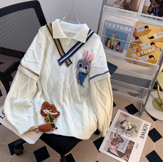 Faux pull col polo deux pièces ED0186