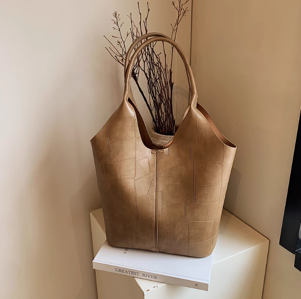 Vintage soft leather large capacity shoulder bag commuter tote bag ED0507