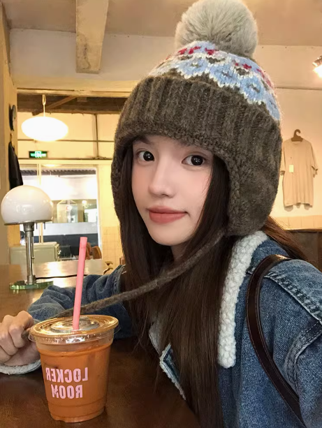 Fair Isle Vintage Verdickte warme Skimütze ED0929