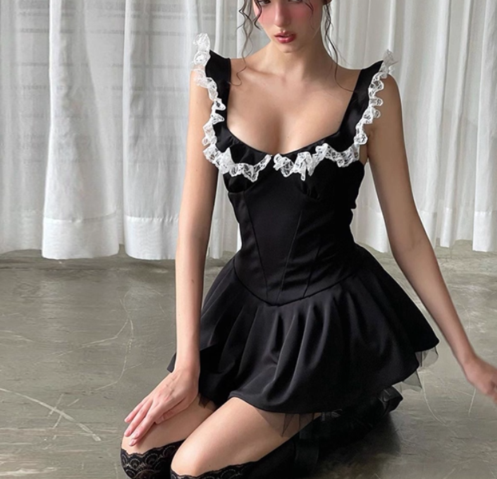 Black Homecoming Dress A-line Sleeveless Birthday Dresses ED04431