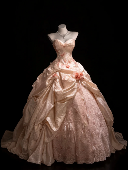 Vintage Pink Prom Dress Sweetheart A-Line Quinceanera Dress Satin Sweet 16 Dress EA09202