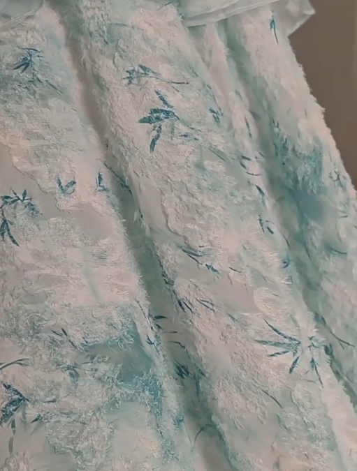 Robe de bal longue en organza bleu floral, coupe trapèze, sans bretelles, robe de bal de fin d'année ED01628