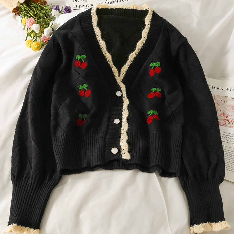 Cute Cardigan Cherry Sweater ED0087