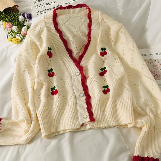 Cute Cardigan Cherry Sweater ED0087