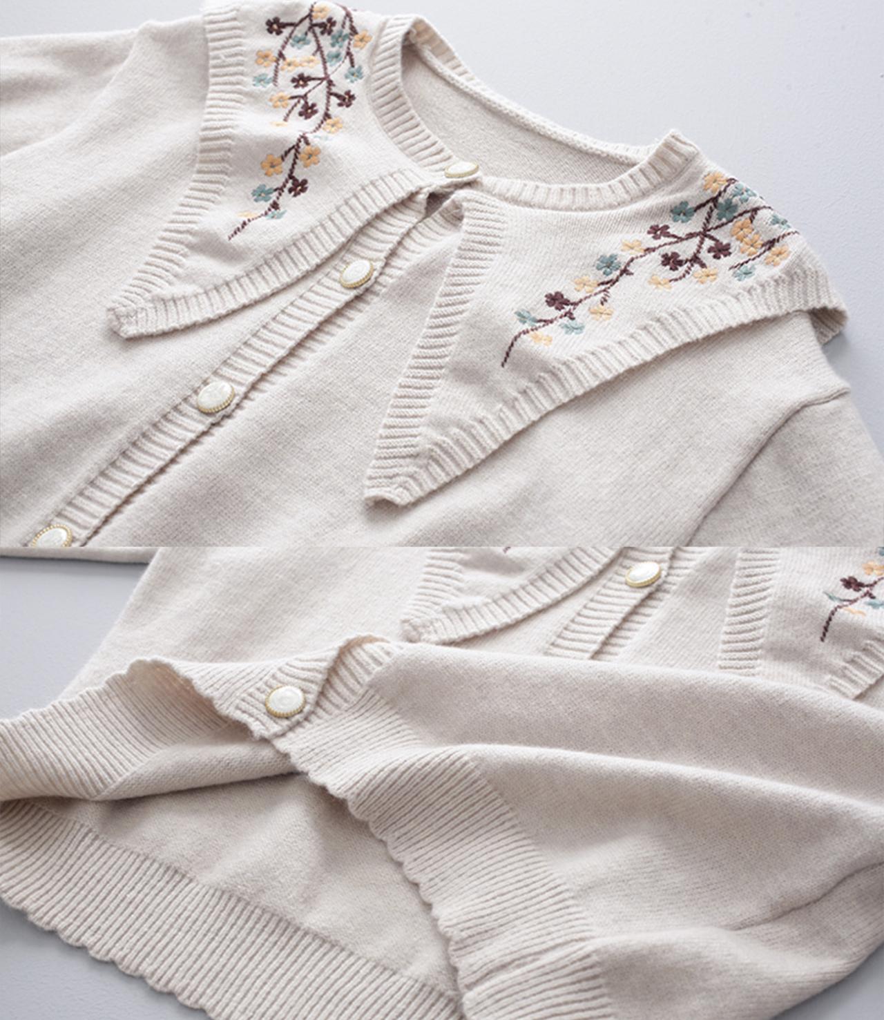 Cute Embroidered Long-sleeved Cardigan Sweater ED0088
