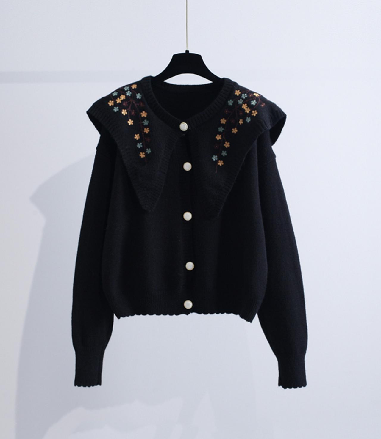 Cute Embroidered Long-sleeved Cardigan Sweater ED0088