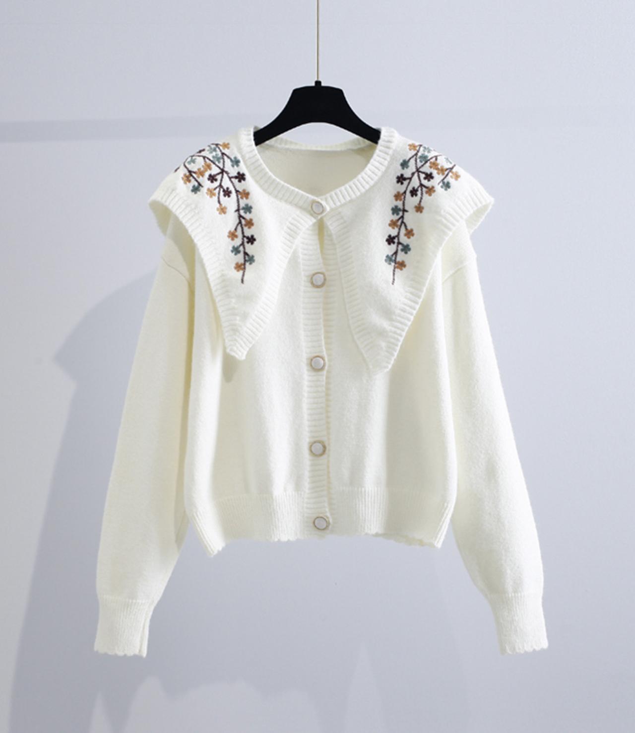 Cute Embroidered Long-sleeved Cardigan Sweater ED0088
