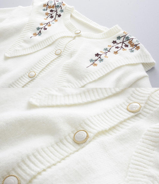 Cute Embroidered Long-sleeved Cardigan Sweater ED0088