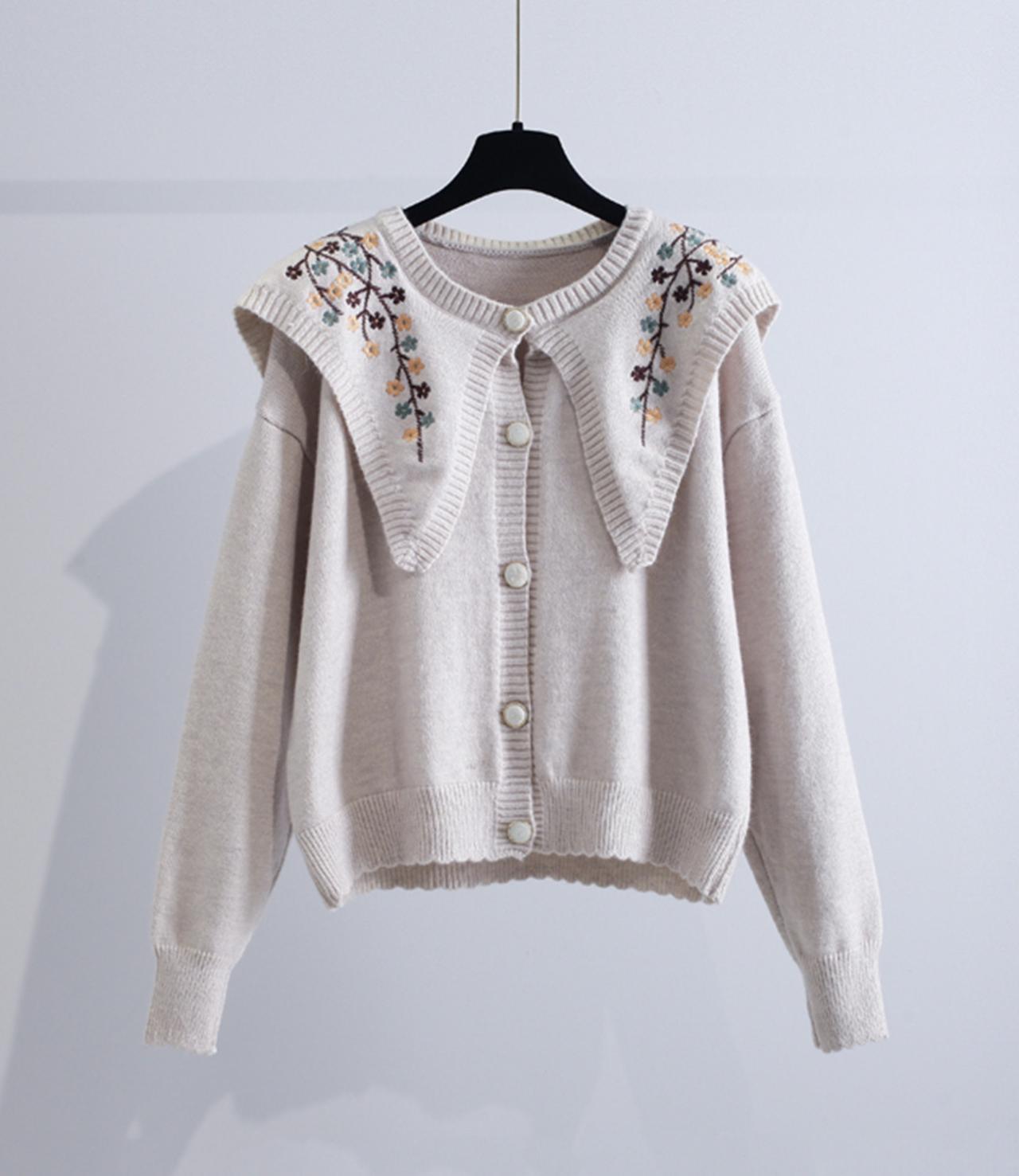 Cute Embroidered Long-sleeved Cardigan Sweater ED0088