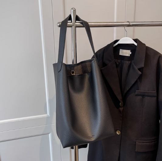 Lazy large capacity bag women's new style fashionable simple shoulder bag commuting to work soft leather bucket bag ED0090