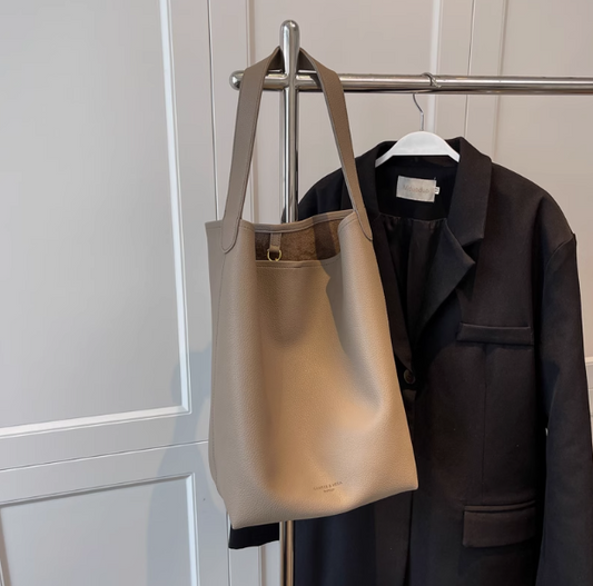 Lazy large capacity bag women's new style fashionable simple shoulder bag commuting to work soft leather bucket bag ED0090