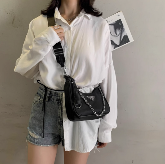 Black new autumn and winter texture all-match ins niche shoulder messenger bag underarm bag female ED0099