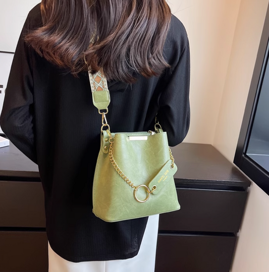 Sac seau à bandoulière simple et tendance, sac messager à large bande ED01006