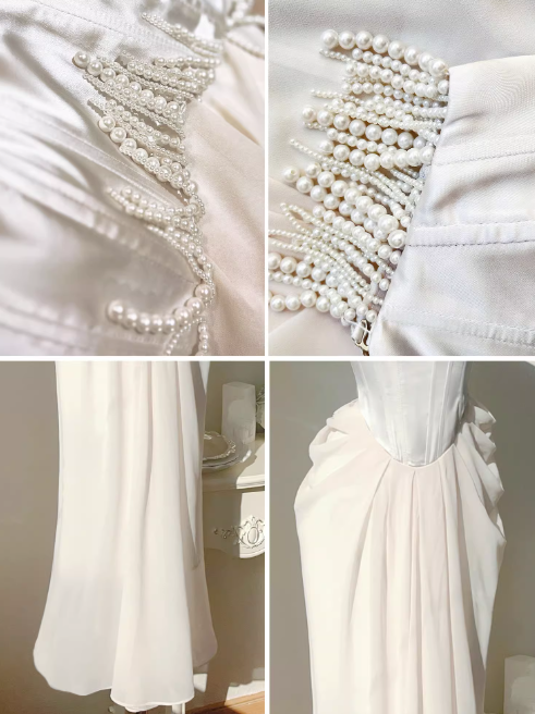 French Satin Pearl Dress Birthday Dress ED01013