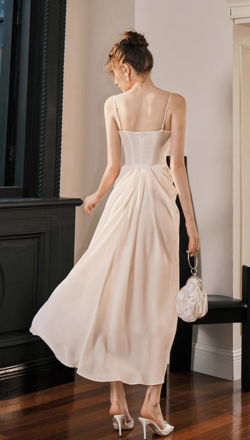 French Satin Pearl Dress Birthday Dress ED01013