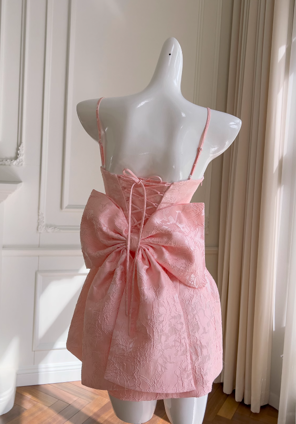 Pink Sweet Spaghetti Strap A-Line Short Prom Dress ED01042
