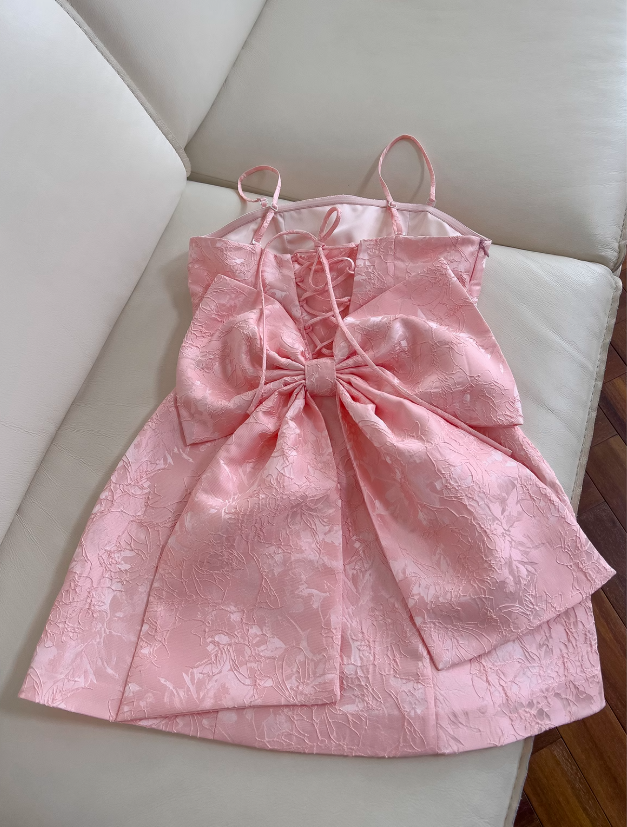 Pink Sweet Spaghetti Strap A-Line Short Prom Dress ED01042