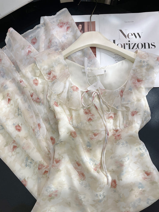 Gentle French sleeveless Sweet Floral Dress  ED01049