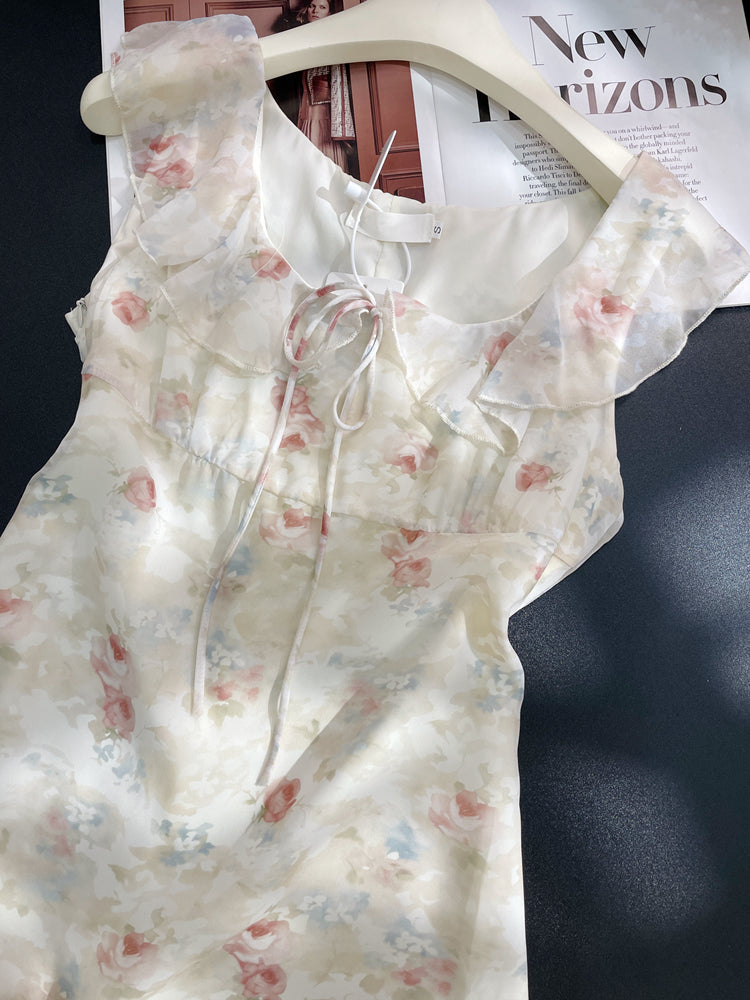 Gentle French sleeveless Sweet Floral Dress ED01049