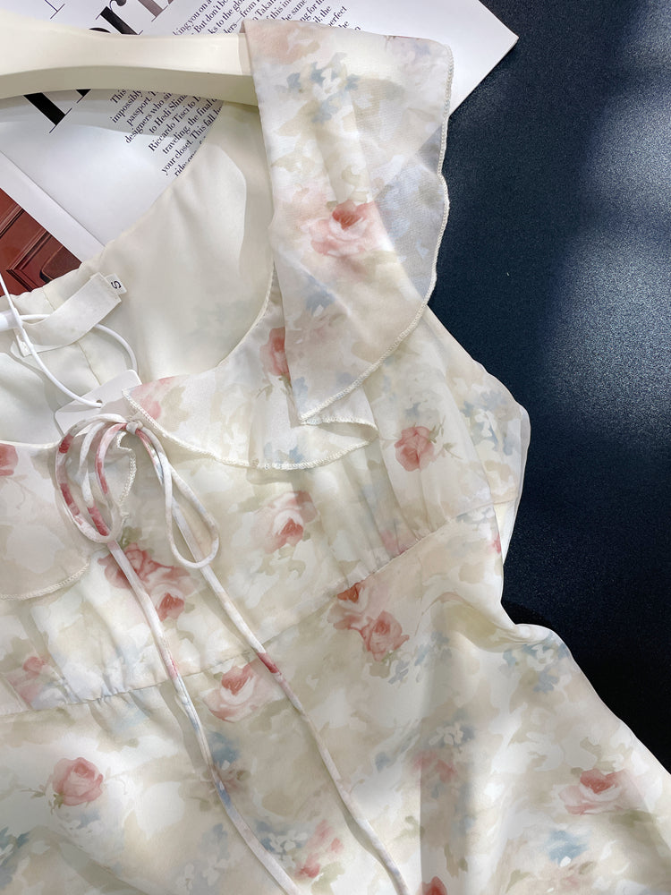 Gentle French sleeveless Sweet Floral Dress ED01049