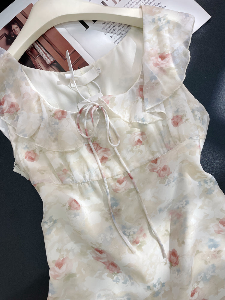 Gentle French sleeveless Sweet Floral Dress ED01049