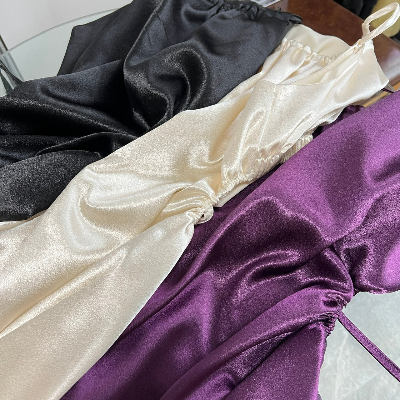 American style waist-baring halter neck pleated dress ED01051