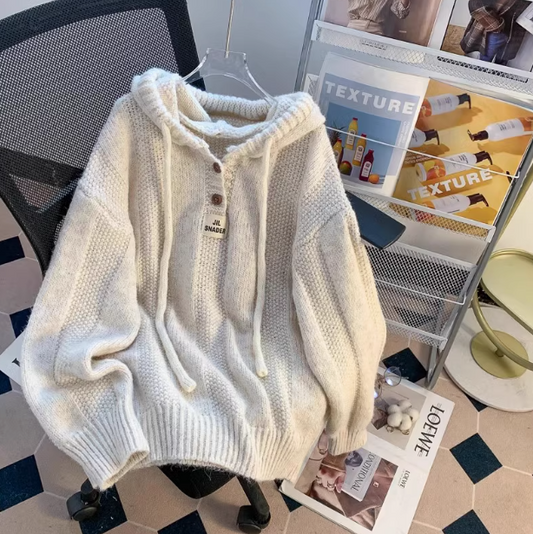 Lazy Korean style loose hooded new autumn and winter hot-selling thickened knitted women's sweater ED0107