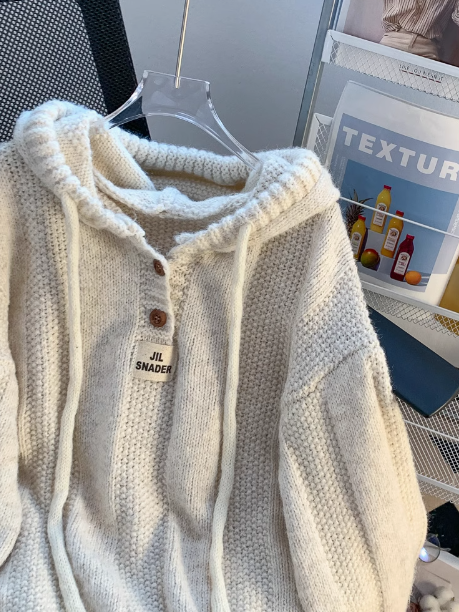 Lazy Korean style loose hooded new autumn and winter hot-selling thickened knitted women's sweater ED0107