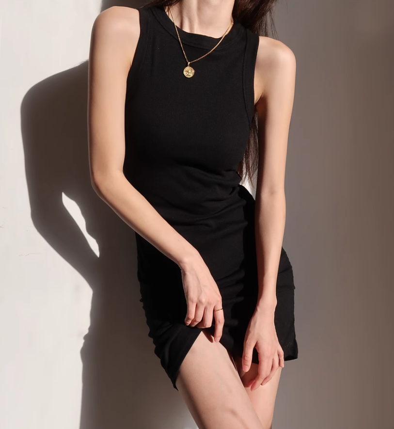 Solid Color Slim Fit Suspender Sleeveless Dress ED01084