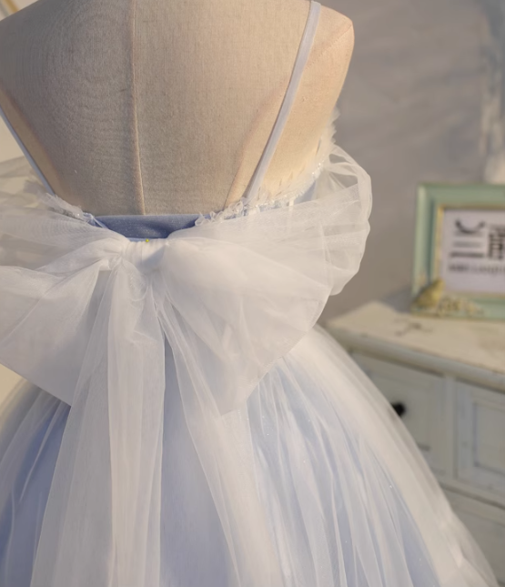 Light blue A-line tulle lace beaded short prom dress, light blue homecoming dress ED01161