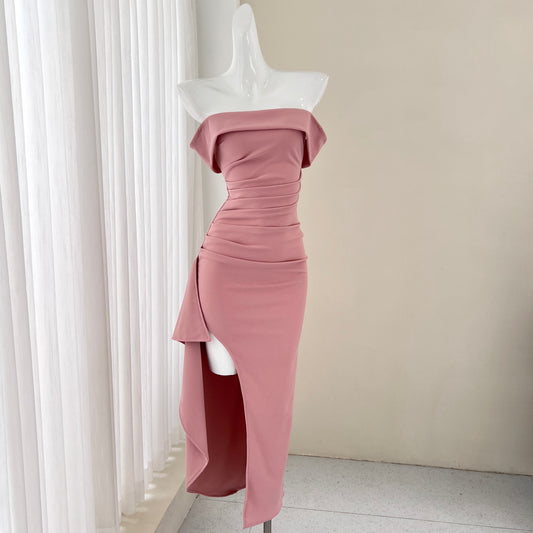 Pink strapless slim dress party dress ED01164