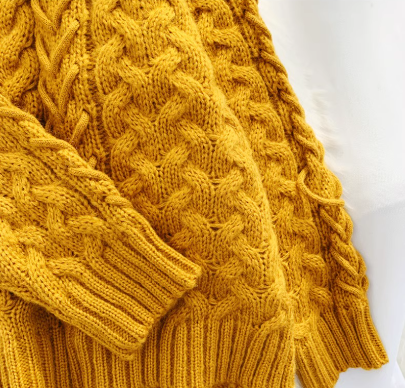 Thick loose lazy style high collar twist pullover sweater ED0118