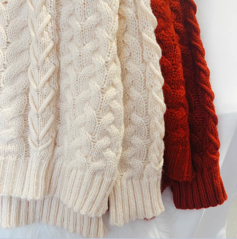 Thick loose lazy style high collar twist pullover sweater ED0118