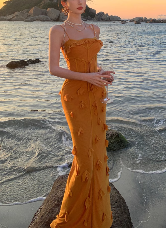 marigold prom dress Marigold Satin One Sleeve Rhinestones Overskirt Prom Dress