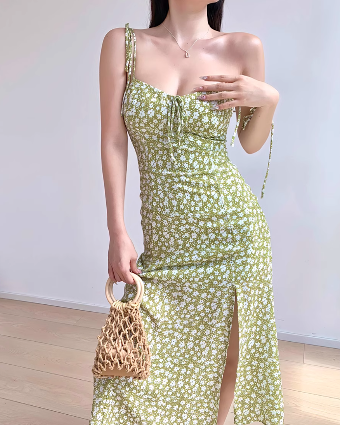 Robe à bretelles à imprimé français ED01191