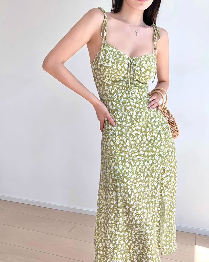 Robe à bretelles à imprimé français ED01191