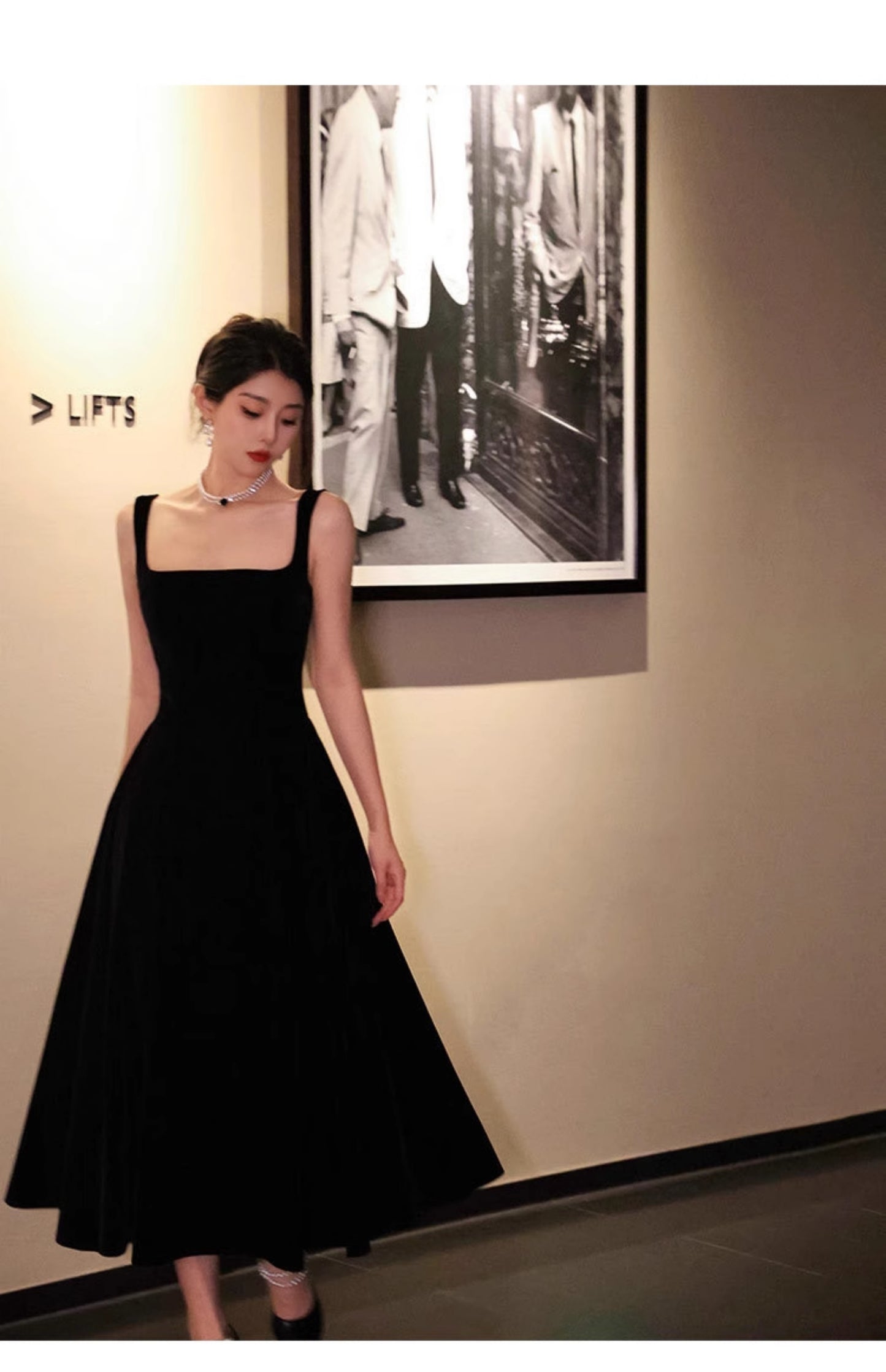 Französisches Retro-Burgunderrotes A-Linien-Samtkleid mit quadratischem Ausschnitt für Geburtstag und Abschlussfeier ED01193