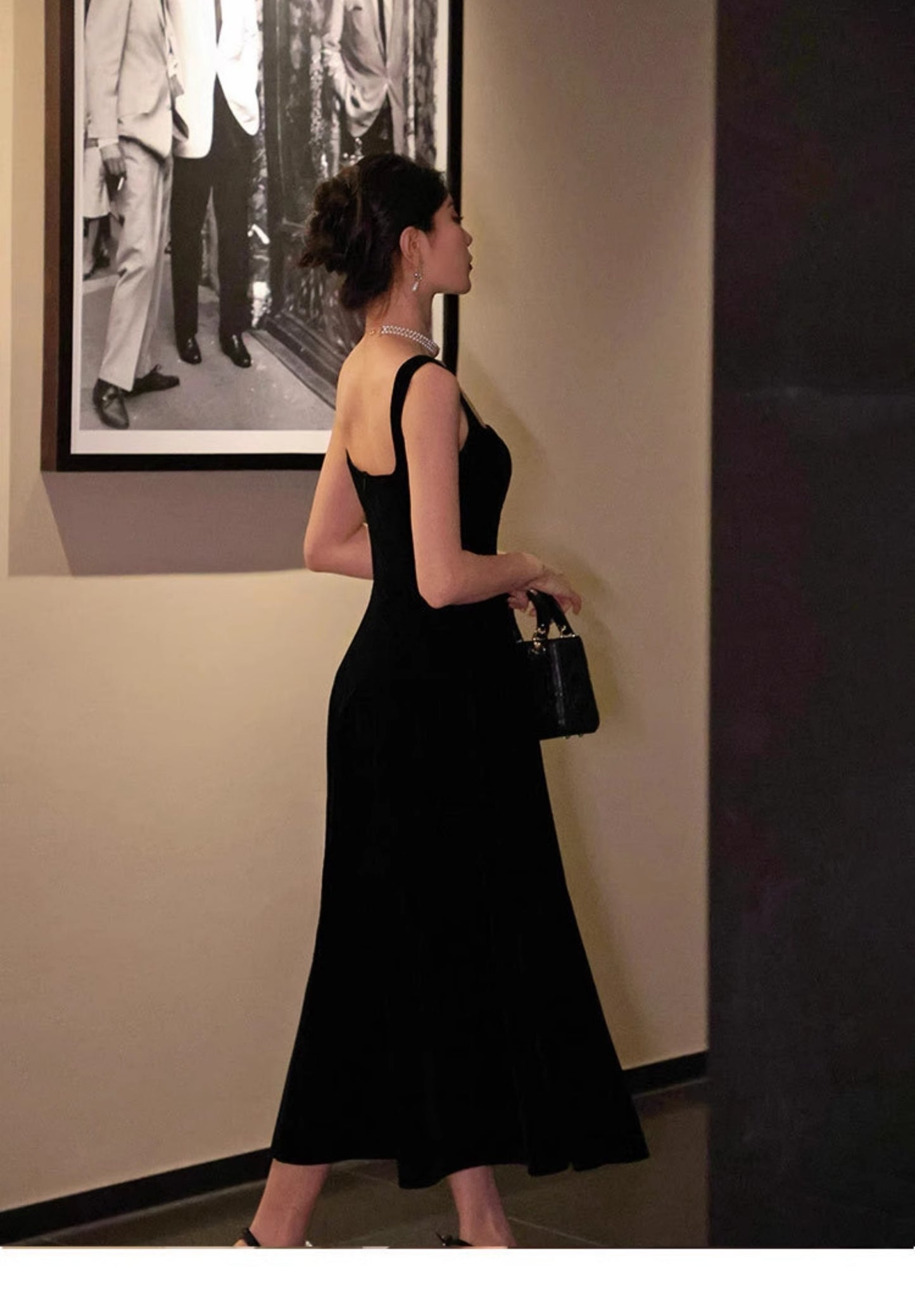 Französisches Retro-Burgunderrotes A-Linien-Samtkleid mit quadratischem Ausschnitt für Geburtstag und Abschlussfeier ED01193