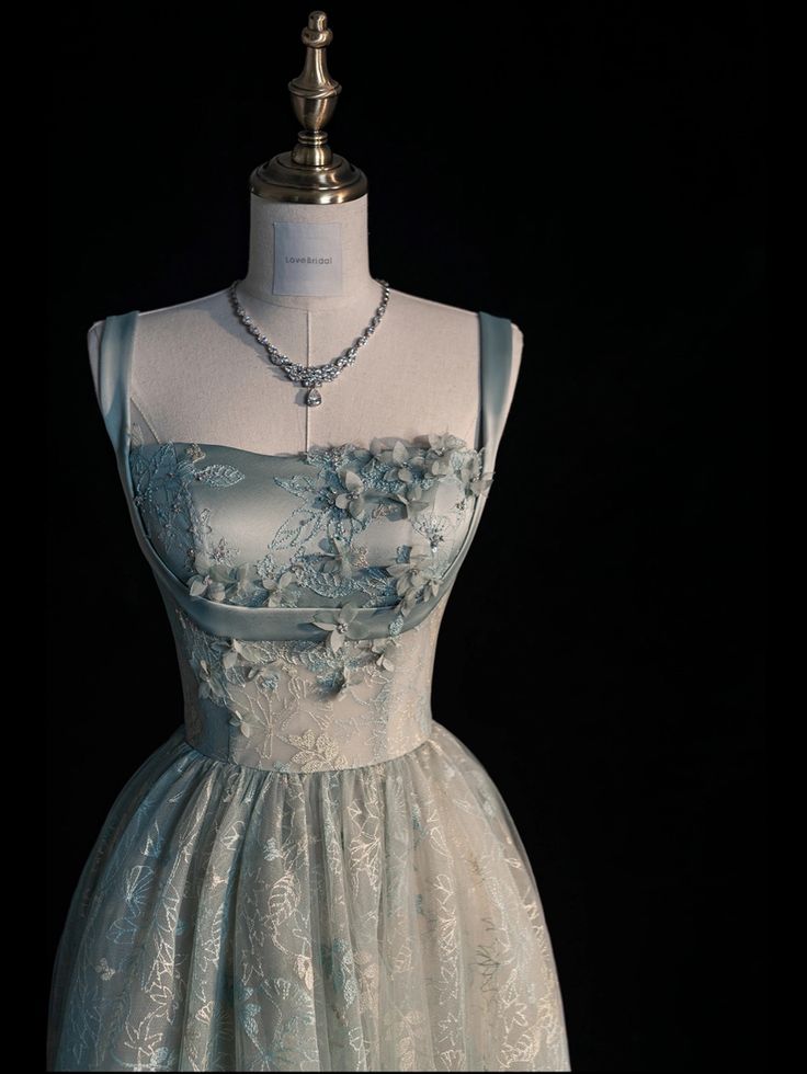 A-line Spaghetti Strap Tulle Lace-up Satin Long Prom Dress