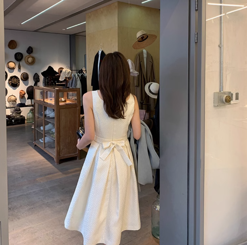 Neue stil kleid licht reifen stil regenschirm rock Französisch stil hohe taille weißes kleid für frauen ED0121