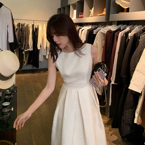 New style dress light mature style umbrella skirt French style high waist white dress for women ED0121