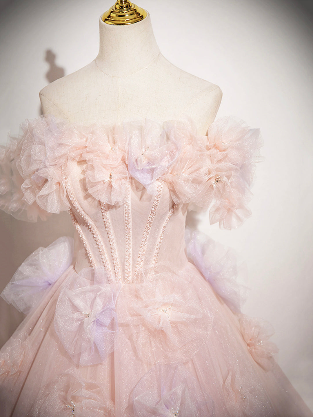 Robe de bal longue rose en tulle, coupe trapèze, épaules dénudées, ravissante robe de soirée pour les 16 ans de Sweet 16 ED01222