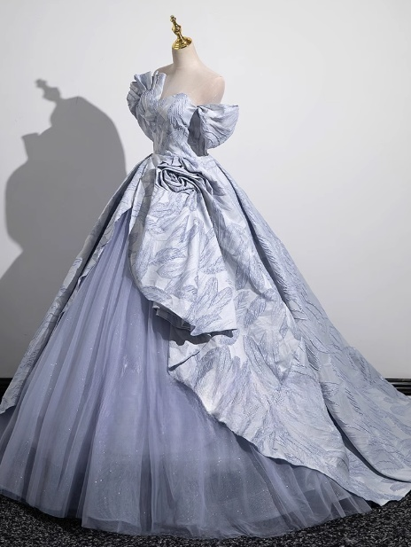 A-Line Strapless Satin Tulle Long Prom Dress, Elegant Formal Dress ED01228