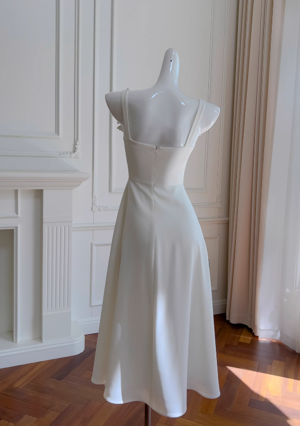 White suspender flower dress French retro dress ED01250