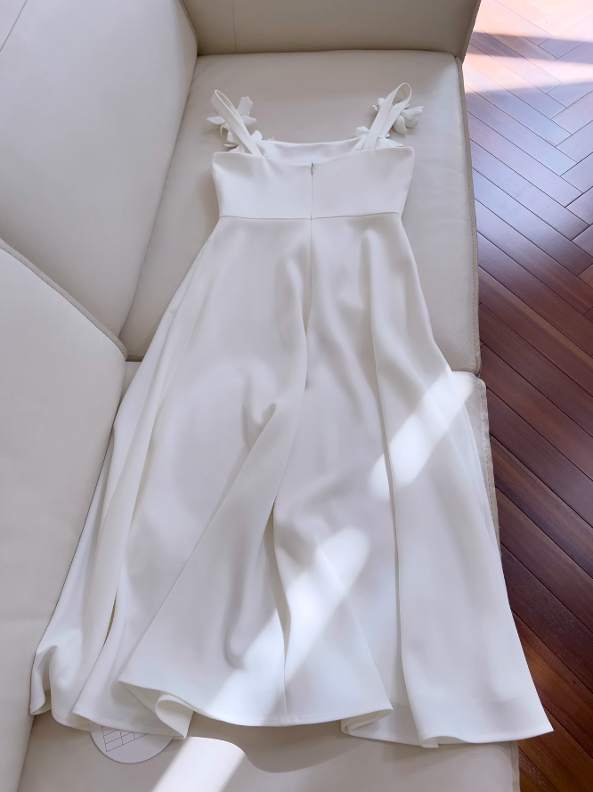 White suspender flower dress French retro dress ED01250