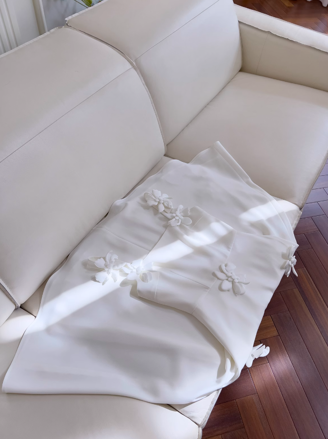 White suspender flower dress French retro dress ED01250