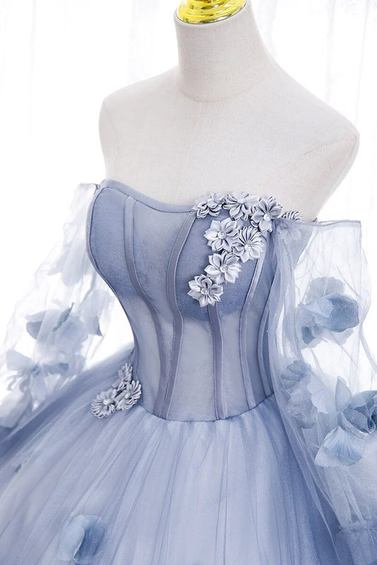 Robe de bal longue en tulle à épaules dénudées, coupe trapèze, jolie robe longue de soirée ED01257