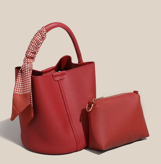 New trendy red niche versatile portable bucket bag  ED0127