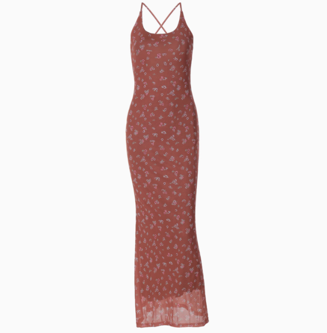 Robe dos nu à bretelles et imprimé en maille ED01403