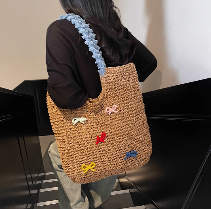 Straw bag beach bag handbag large capacity tote bag ED01431